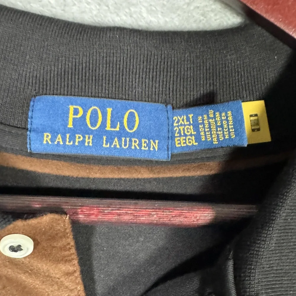 Polo Ralph Lauren Polo Shirt Mens 2XLT 2XL Tall Black Soft Cotton Long Sleeve